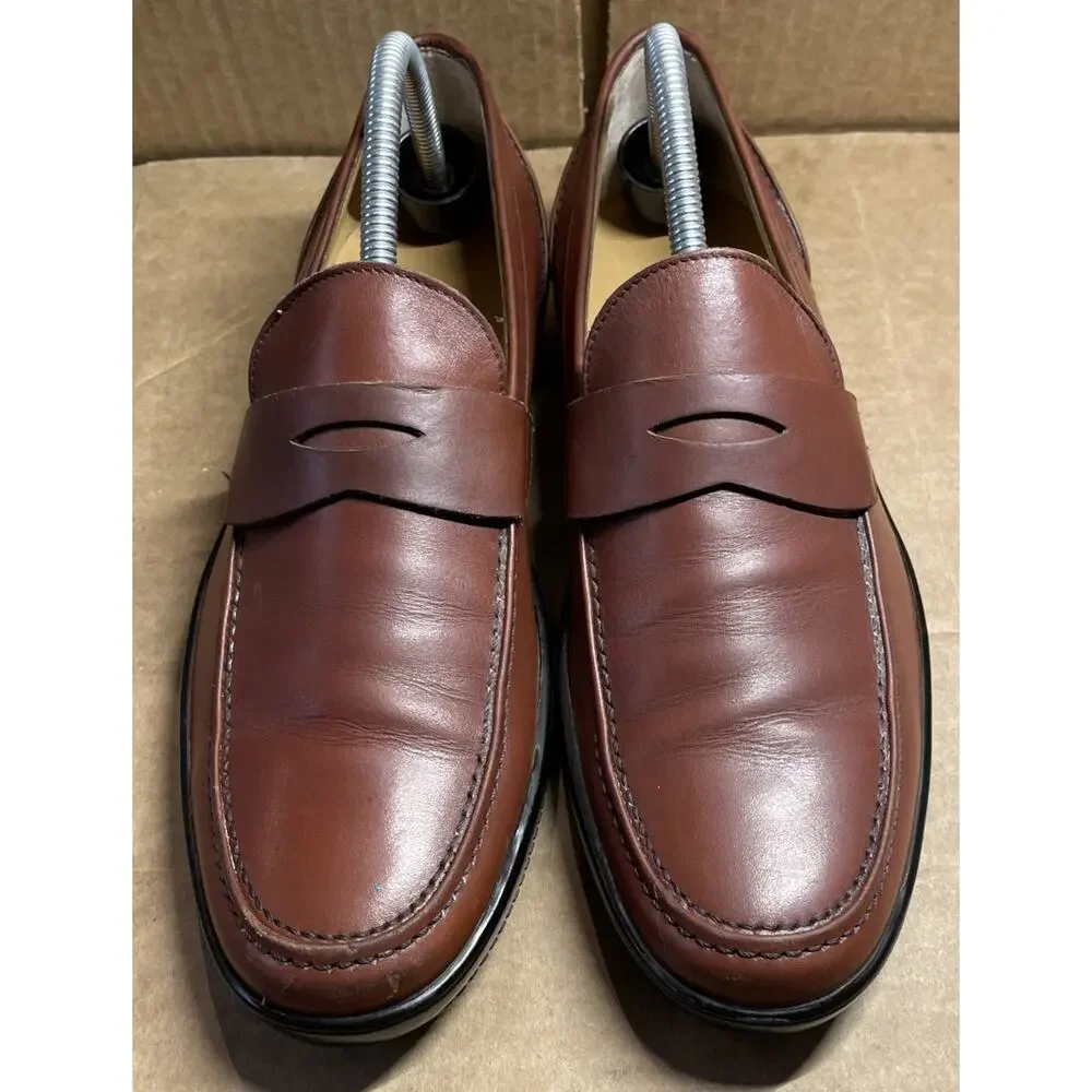 Salvatore Ferragamo Brown Leather Penny Loafers Mens Size 8 Fast Shipping
